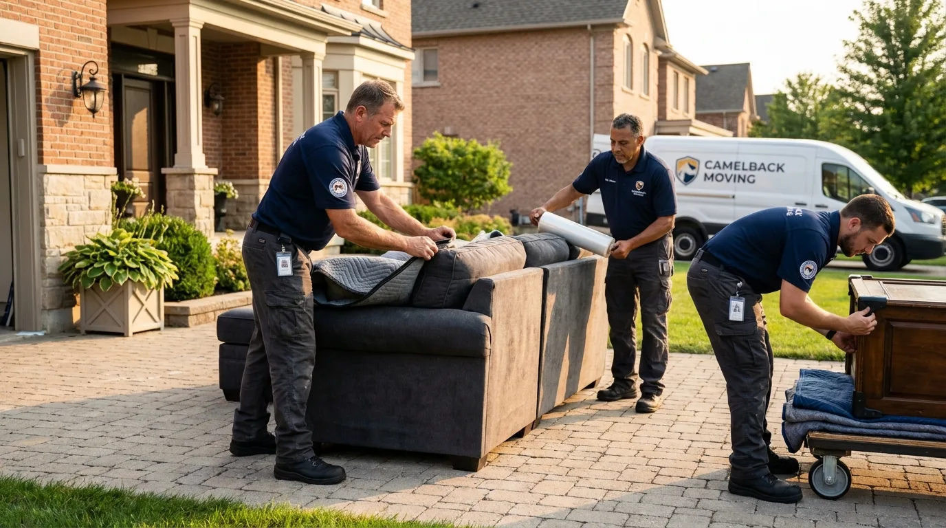 Large estate moving crew wrapping furniture in Brookland, AR